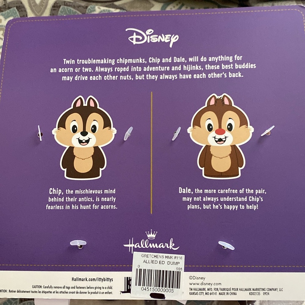 Hallmark Chip and Dale Disney itty bittys NEW - Picture 4 of 4